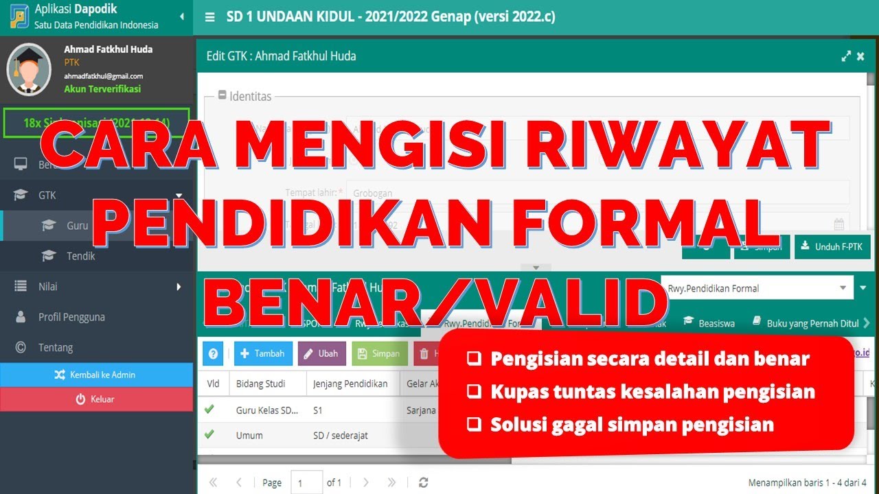 CARA MENGISI RIWAYAT PENDIDIKAN FORMAL PADA DAPODIK - YouTube