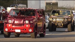 大音響ハマー軍団 ド派手に登場【NS ROUNDER CAR SHOW Vol.7 TOKYO】搬出 HUMMER 2019\/03\/17