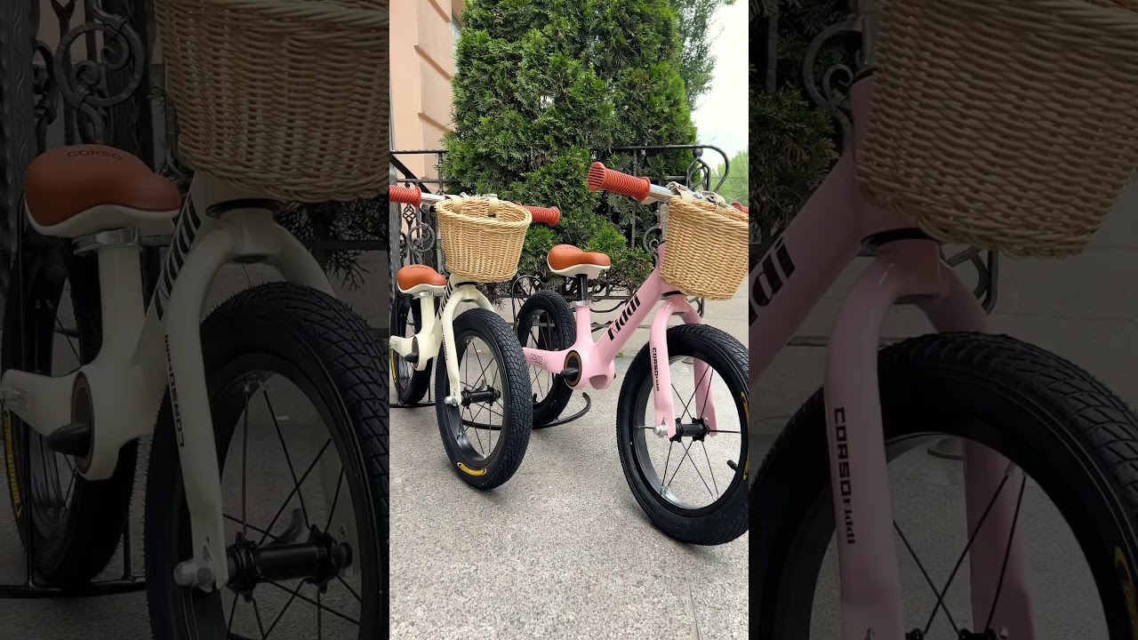 Беговел Corso KIDDI на магниевой раме c корзинкой 12 дюймов, pink