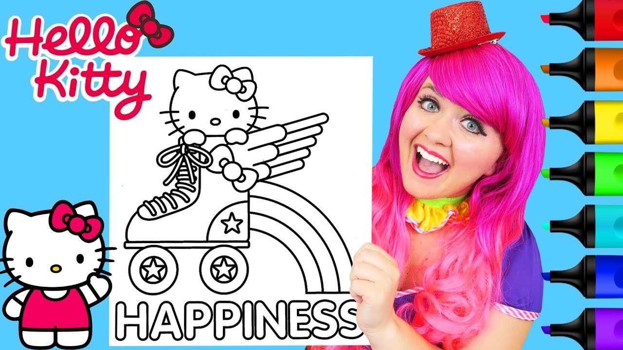  Coloring  Hello  Kitty  Rainbow  Roller Skate Coloring  Page  