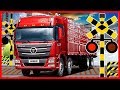 【踏切 電車とトラック】★いろんなトラック大集合!! 新幹線★ はたらくくるま  / Truck and train railroad crossing animation