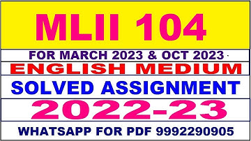 mlii 104 solved assignment 2022-23 in english | mlii 104 solved assignment 2022-23 | mlii 104 2023