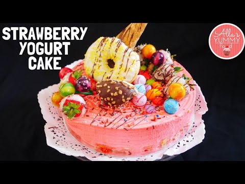 Comment faire sans cuisson aux fraises et yogourt gâteau | Mousse aux fraises Recette de gâteau