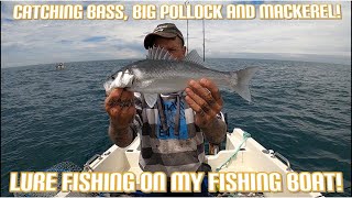 Big Pollock, Sea Bass And Mackerel On My Fishing Boat - SaltWater Lure Fishing
