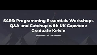 Celebrity S4E6: Programming Essentials Workshops Q&A and Catchup with UK Capstone Graduate Kelvin Net Worth