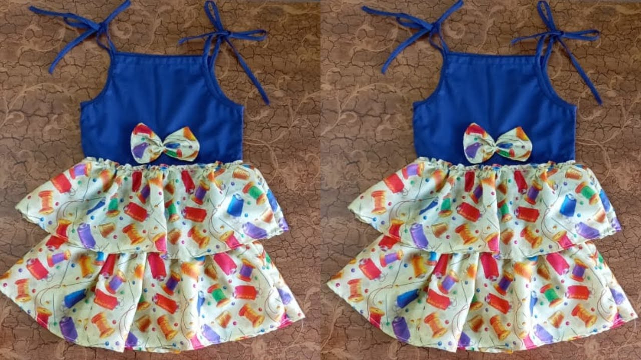 1 year girl baby frill frock cutting and stiching - YouTube