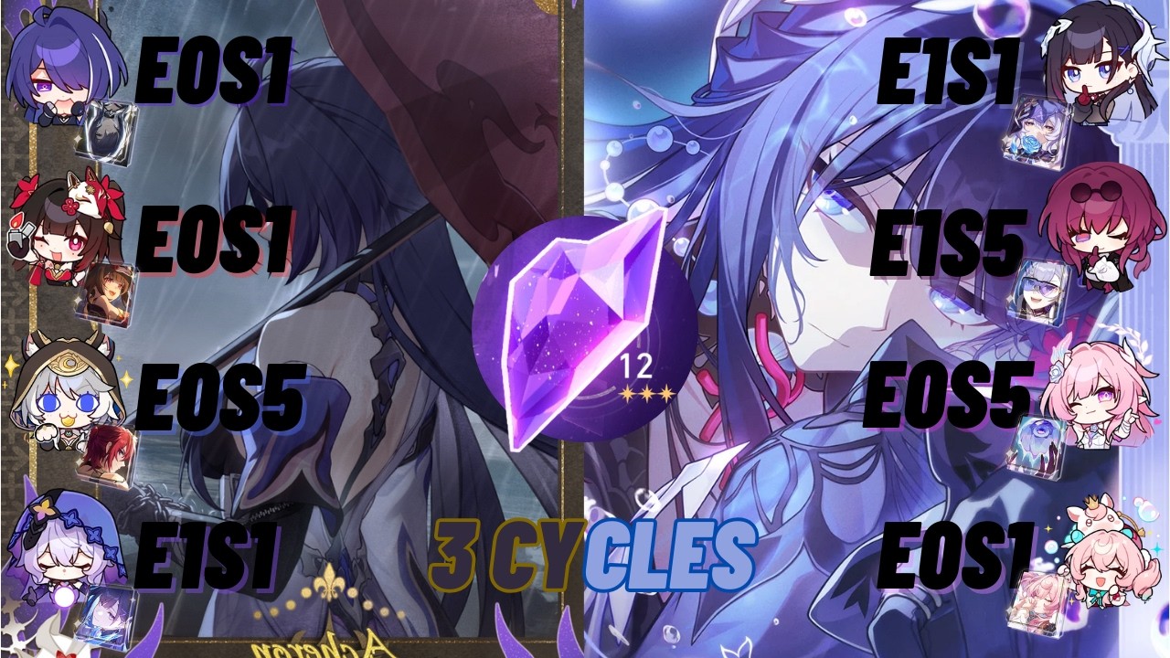 Acheron E0S1xSparkle E0S1xBlack Swan E1S1 W/Hysilens E1S1xKafka E1 Team | v3.8 MOC 12 | 3 Cycles