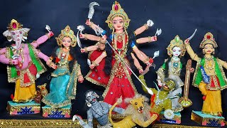 Small Durga idol making/How to make Durga idol at home/How to paint & decorate durga idol/Diy durga🙏