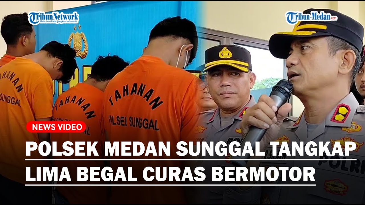 Polsek Medan Sunggal Tangkap Lima Begal Kasus Curas Bermotor, Polisi Buru Dua Tersangka yang Buron