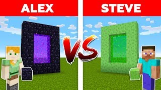 Minecraft - SLIME PORTAL vs NETHER PORTAL / Alex vs Steve #3