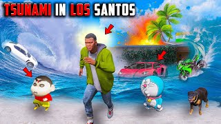 Franklin & Shinchan Surviving🔥 in Biggest Tsunami😨 In GTA 5 ! | The End of Los Santos!😱 | #gta5