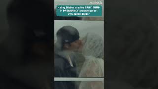 Pregnant Hailey Bieber Cradles BABY BUMP w/Justin Bieber #shorts