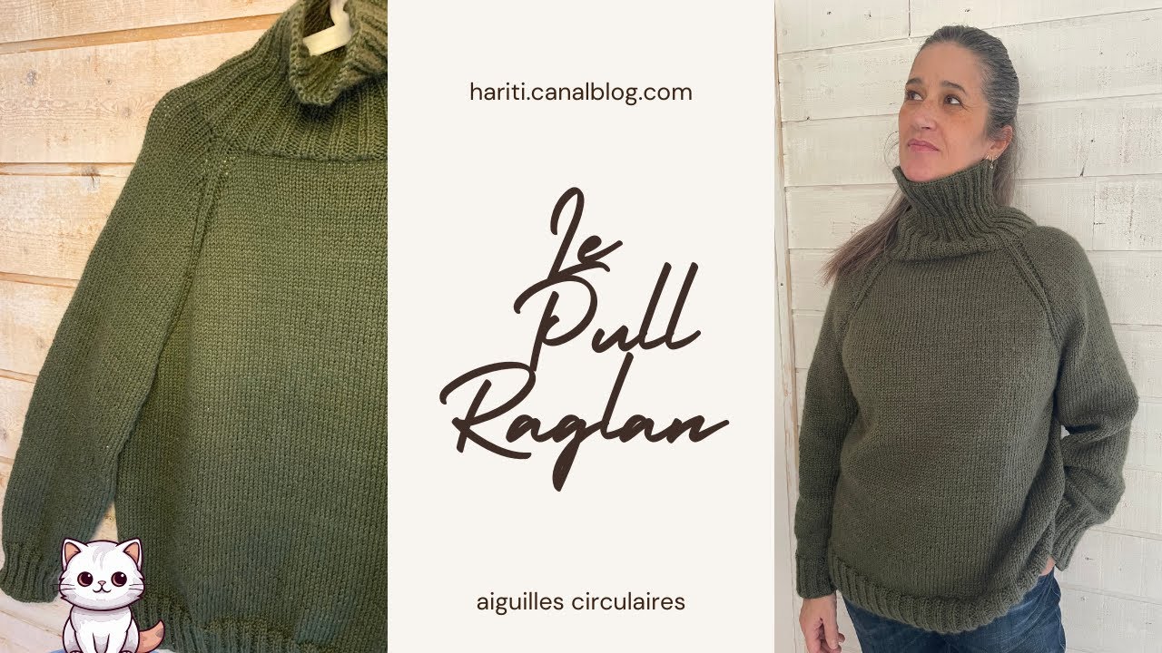 Patron Top Col Roule pull col roulé et raglan, top down, aiguilles circulaires, augmentation ...