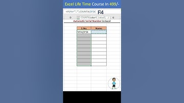 Automatic Serial Numbers in Excel #excel #exceltips #exceltutorial #msexcel #microsoftexcel #shorts