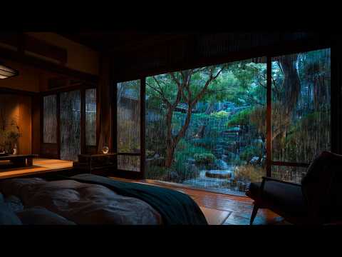 Peaceful Garden Rain Sounds for Sleeping | Cozy Tatami Room in Traditional Ryokan 🌿のサムネイル