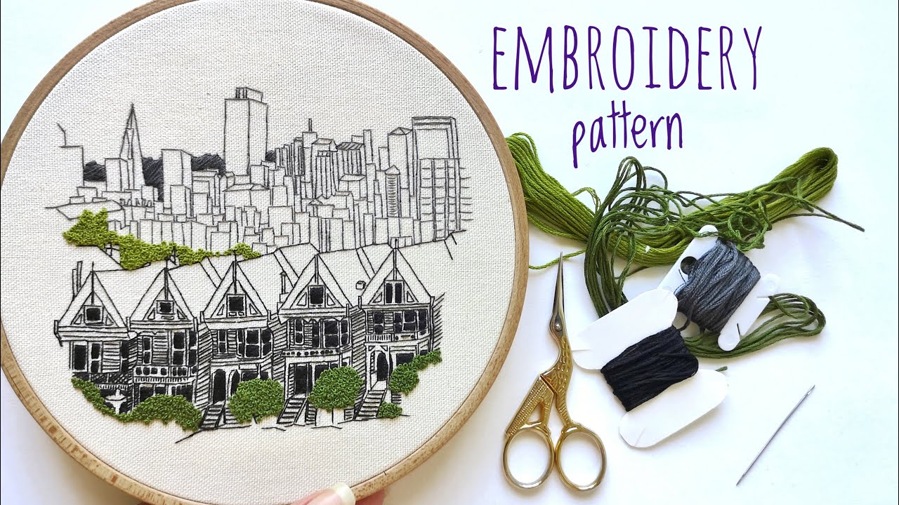 San Francisco Dream Hand Embroidery Pattern (Architectural embroidery