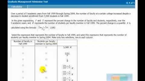 GMAT Integrated Reasoning: GMAC Sample Question #1 Part 2 of 2 (2 Part Analysis)