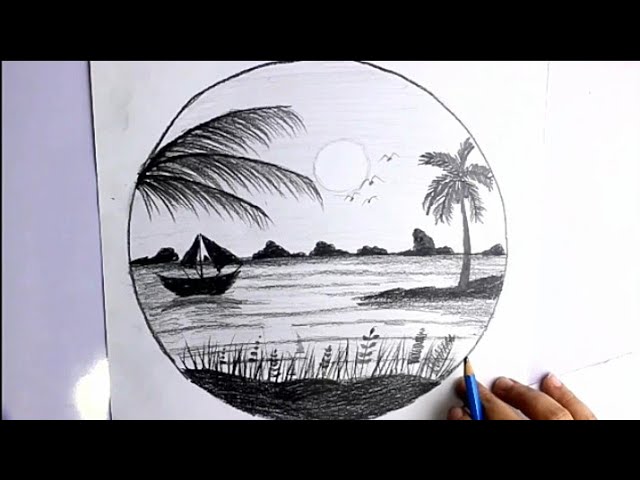 رسم منظر طبيعي سهل بالرصاص للمبتدئين خطوة بخطوه ابسط طريقه رسم 