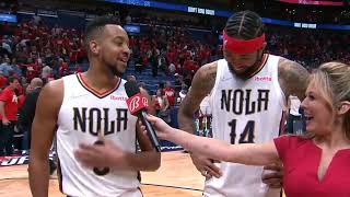 Cj McCollum INTERRUPTS  with Some Dance Moves in Brandon Ingram's Postgame Interview!
