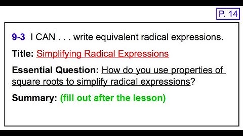 9.3 Simplifying Radicals