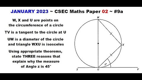 Paper2-CSEC-MATHS#12 ~ Circle Theorems ~ January 2023 Number 9a