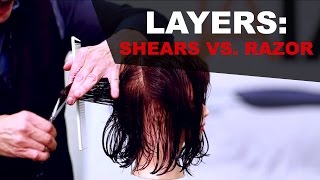 Creating Hair Layers - Feather Switch Blade Shears vs. Feather Styling Razor