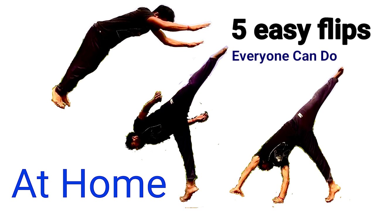 5 easy flips💪🏻, everyone can do at home💚.  Guys, Practice and increase your fitness. 