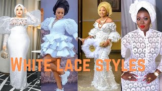 white Lace Asoebi styles // Lace styles //African fashion Lace styles // latest Lace styles.