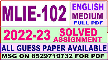 mlie 102 solved assignment 2022-23 / mlie 102 solved assignment in English / ignou mlis solved