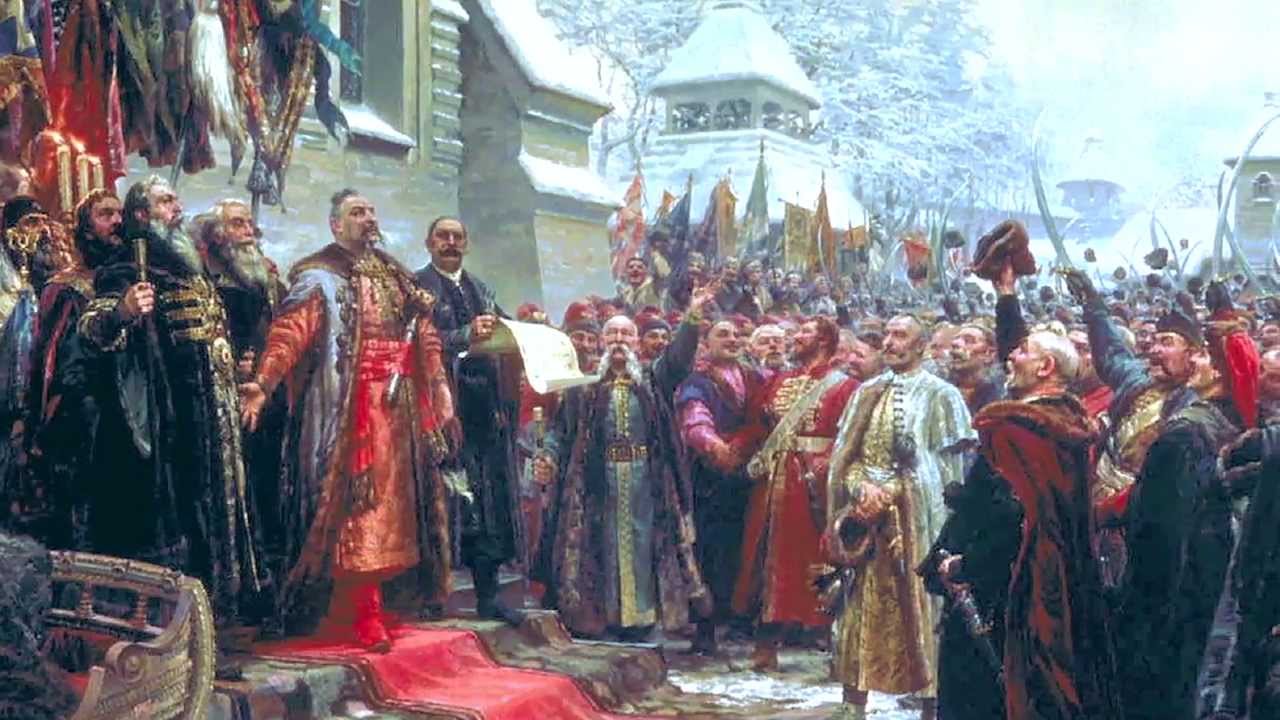 Переход земель войска запорожского в состав россии. Переяславская рада 1654. Переяславская рада 1654 картина. Хмелько Переяславская рада.