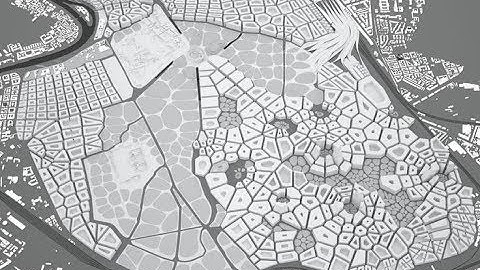Voronoi diagrams in urban architectural. Grasshopper voronoi. voronoi urban grid voronoi master plan