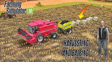 Harvesting Wheat And Making Straw Bales In FS 18 | FS18 Gameplay | Farming Simulator 18 | Timelapse