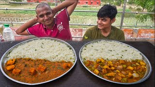 Matar Paneer Chawal Vs Chili Paneer Rice Eating Challenge | Man Vs Food | Food Challenge