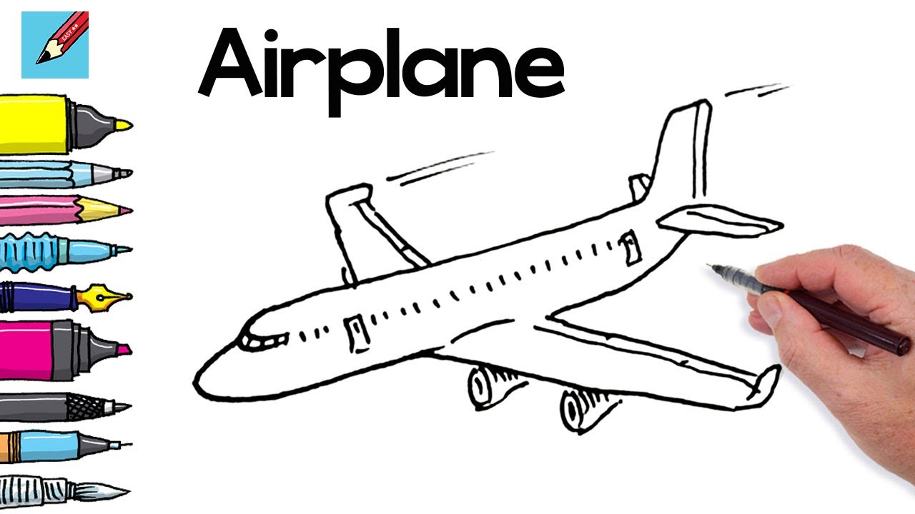 DRAW A PLANE REAL EASY - Step by step drawing tutorial - YouTube