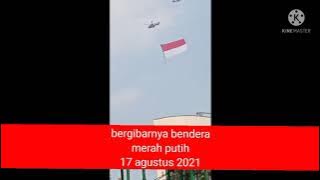 video helikopter TNI AU kibarkan bendera merah putih