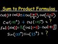 Sum to product identities and product to sum formulas