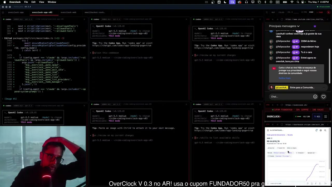 Assistir no YouTube: Dia 22 | Vibe Coding Até Vender R$1.000.000 | ARR: R$44.234,76