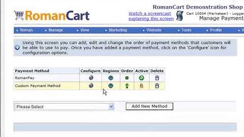 Setting up a Payment Method for Internal Use Only on RomanCart
