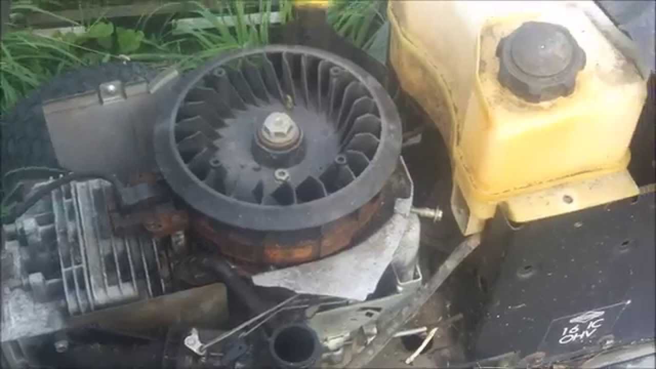 joking around with my friend working on a craftsman lt100 rider mower