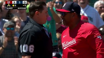 Dave Martinez gets ejected after arguing the out call at home