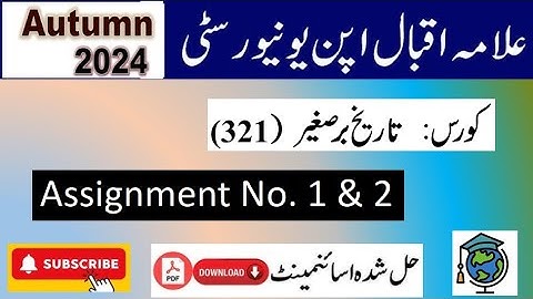 ⏩ AIOU Code 321 Solved Assignment No.1 & 2 Autumn 2024 || Subject: Muslim History of Sub-Continent