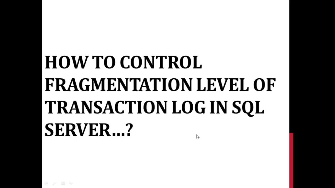 How to Control fragmentation level of transaction log in sql server