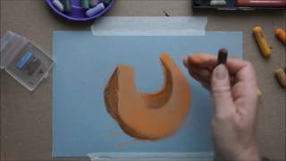 Как нарисовать дольку тыквы сухой пастелью