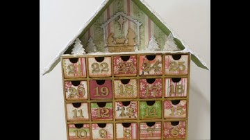 Altered advent calendar house shadow box:Christmas count down