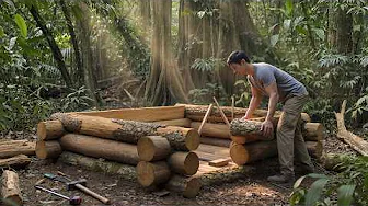 Two Men Built a Jungle Log Cabin – By Hand, From Scratch @menyatudialam​