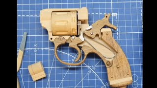 Револьвер наган из дерева своими руками, делаем механизм нагана из дерева,wooden revolver mechanism.
