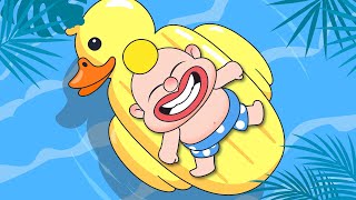 Warm up song - Baby Ding Dong Jumps in Front of the Slide Play Area | 2D Billions Kids Songs