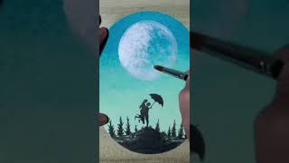 Sweet Couple under Moonlight | Oil Pastels Drawing shorts short shortvideo moon
