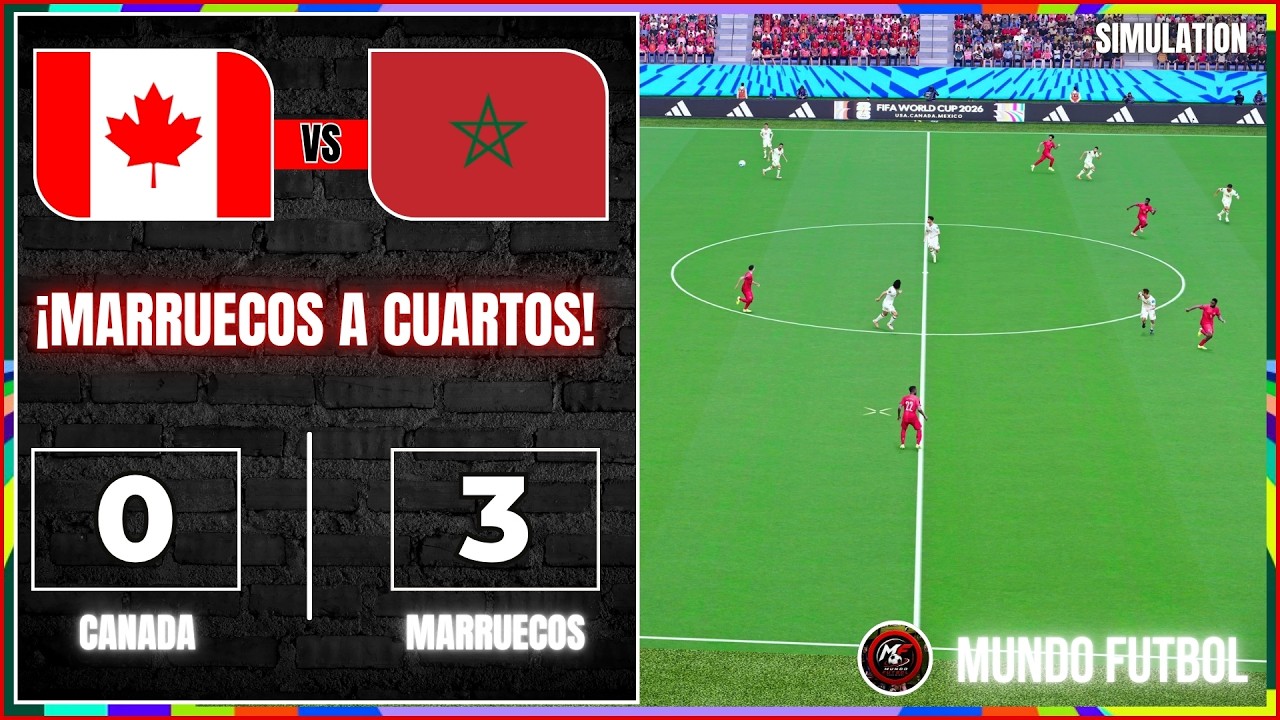 ¡CÁTEDRA MARROQUÍ EN OCTAVOS! Marruecos golea 3-0 a Canadá y vuela a Cuartos 😱 (Gameplay / PES)