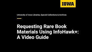 Requesting Rare Book Materials Using InfoHawk+